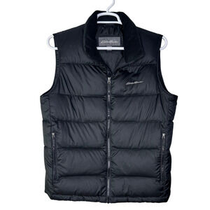 Eddie Bauer Vest Mens Medium Black EB650 Down Puffer Insulated‎ Winter Outdoors